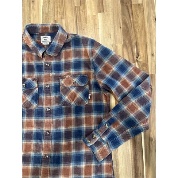 Vans Mens Medium Tailored Fit Flannel Shirt Plaid Button Up Long Sleeve - Picture 2 of 12
